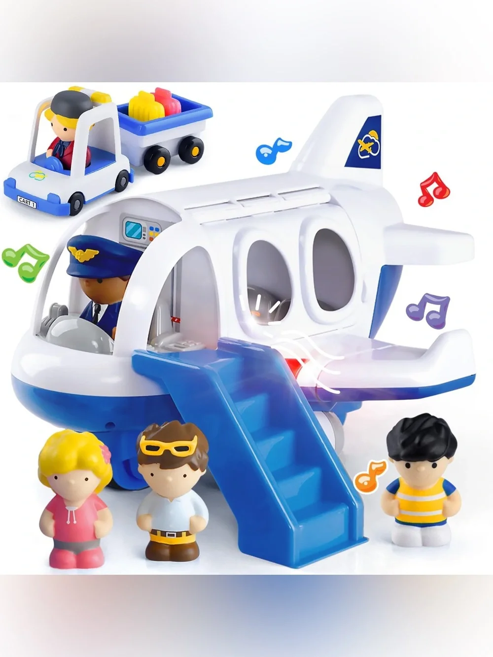PlayGo Airplane Toy with Lights & Sounds, Openable Doors & Luggage